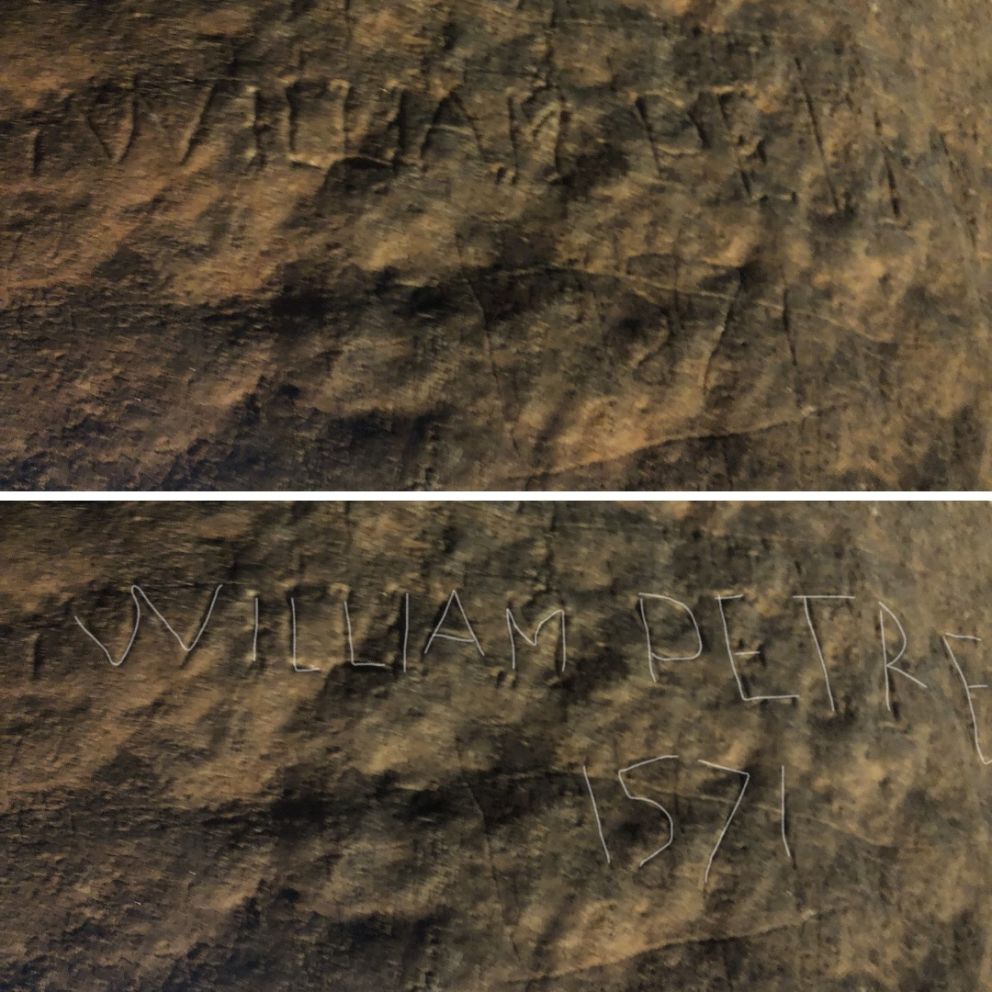 William Petre inscription at Kents Cavern